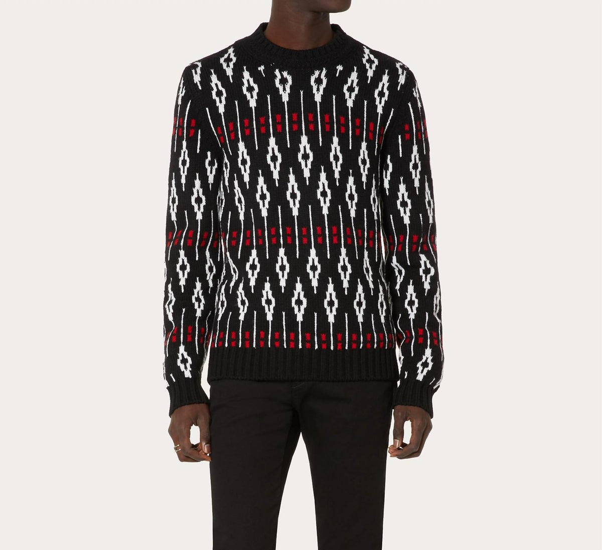 Valentino - Geometric Pattern Crew Neck Sweater
