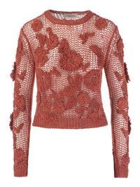 Valentino - Knit And Macramé Crewneck Sweater