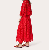 Valentino - Mussoline Carving Lace Midi Skirt