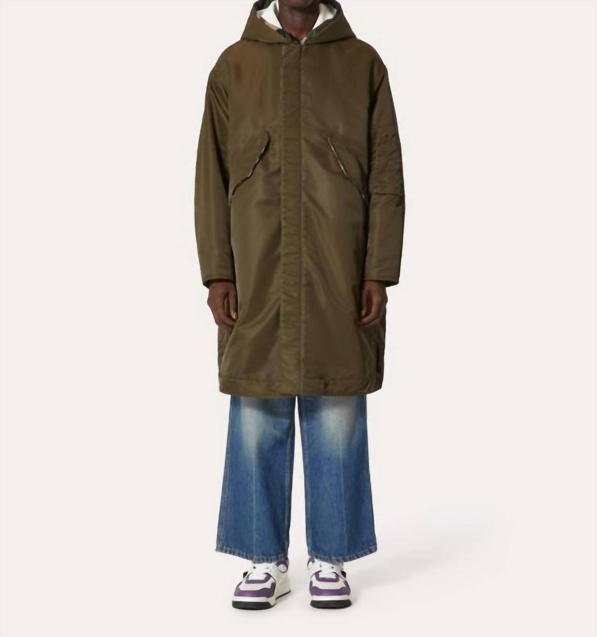 Valentino - Optical Printed Lined Long Nylon Jacket