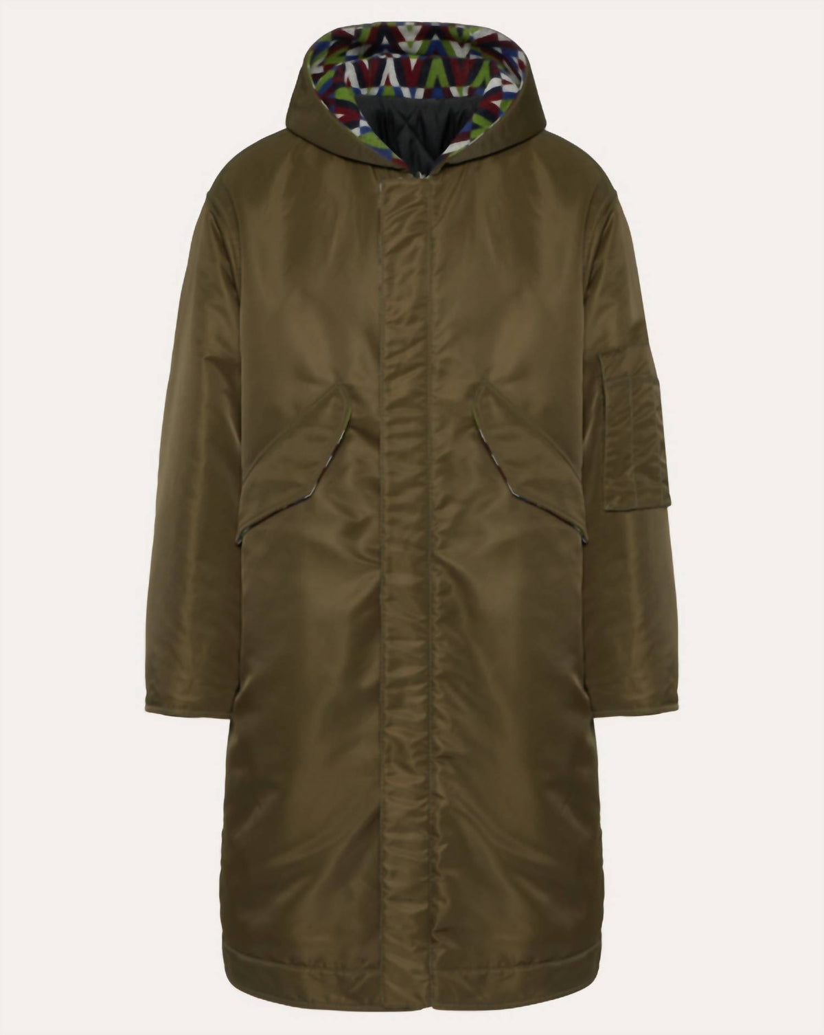 Valentino - Optical Printed Lined Long Nylon Jacket