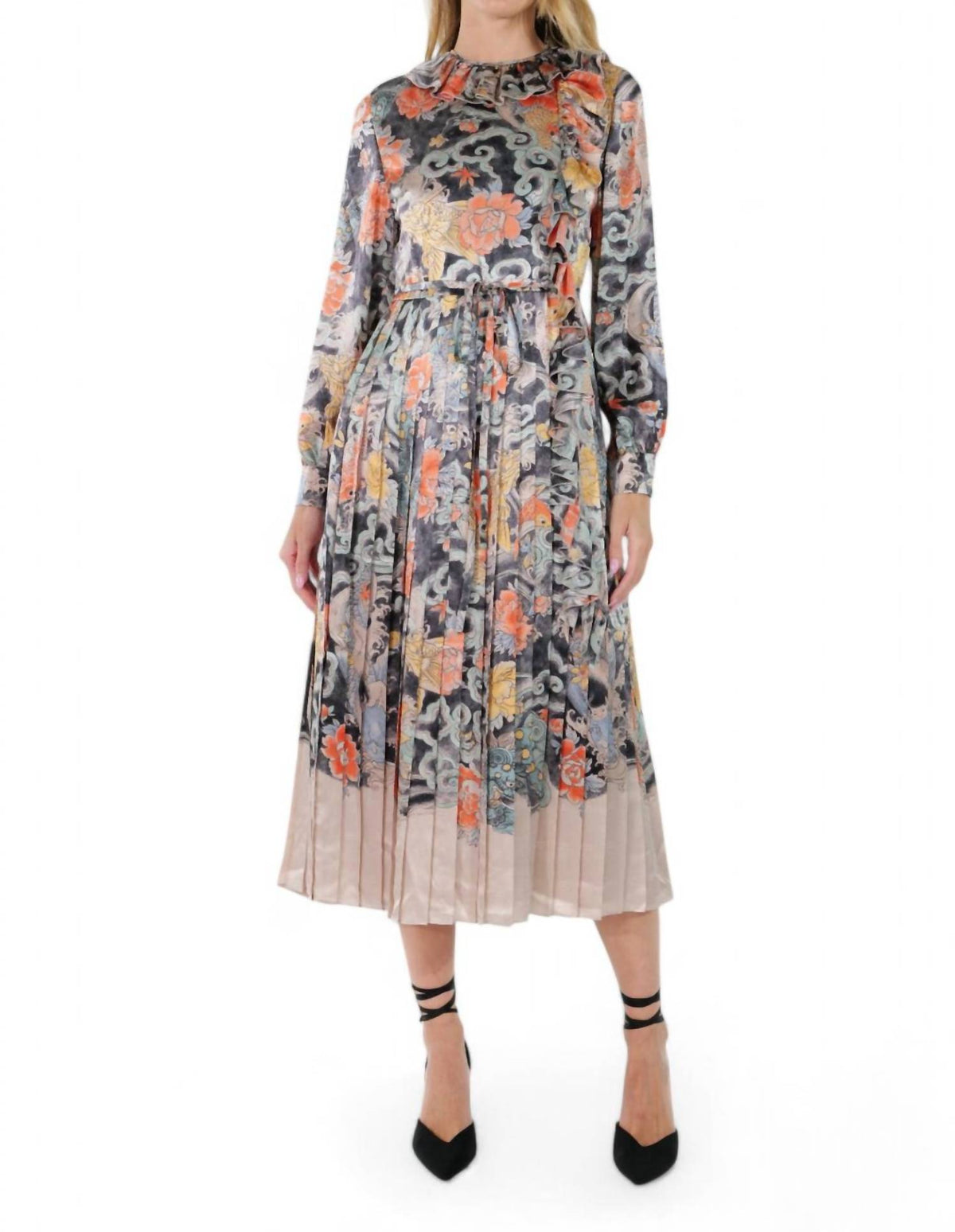 Valentino - Printed Pleated Midi Dress