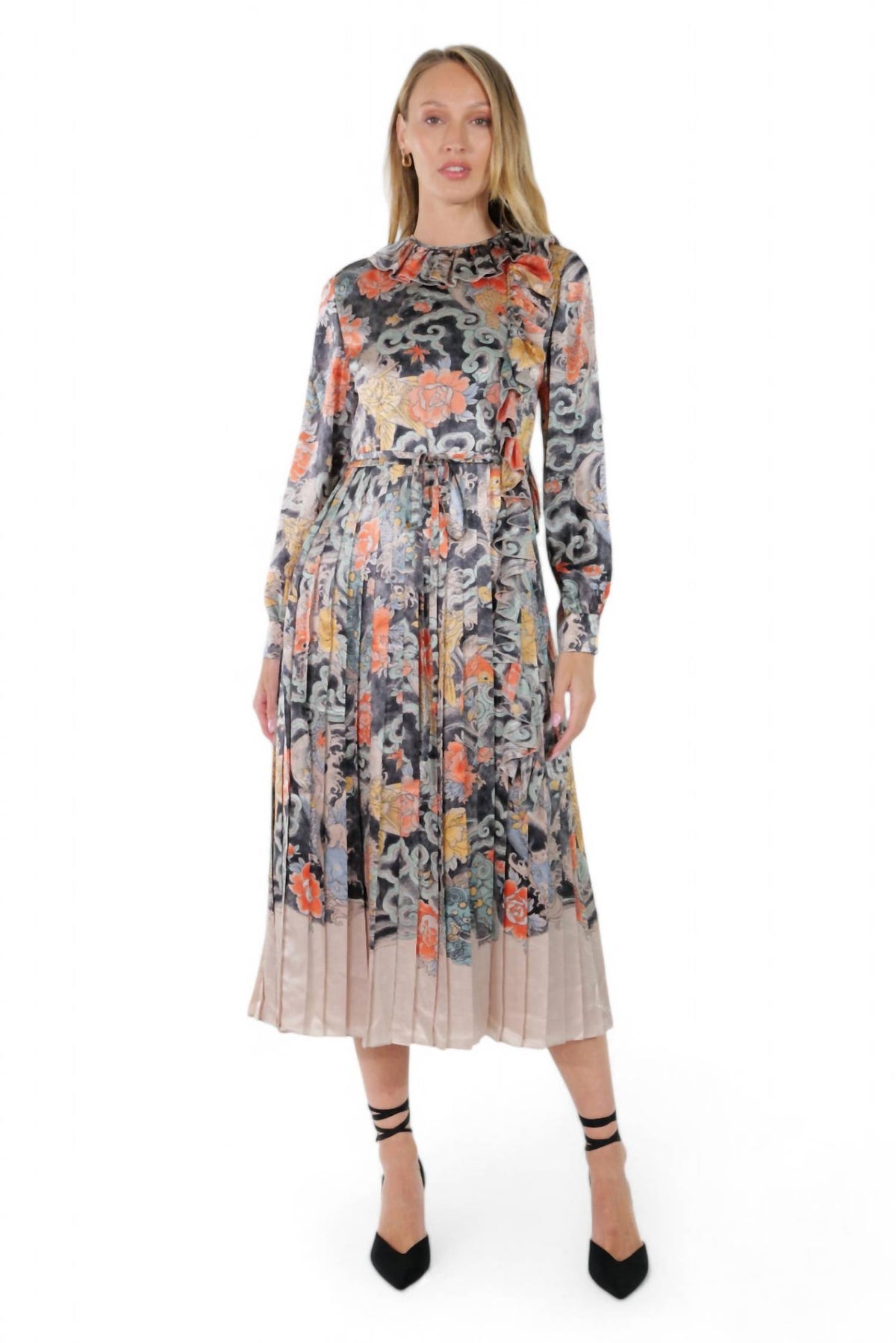 Valentino - Printed Pleated Midi Dress