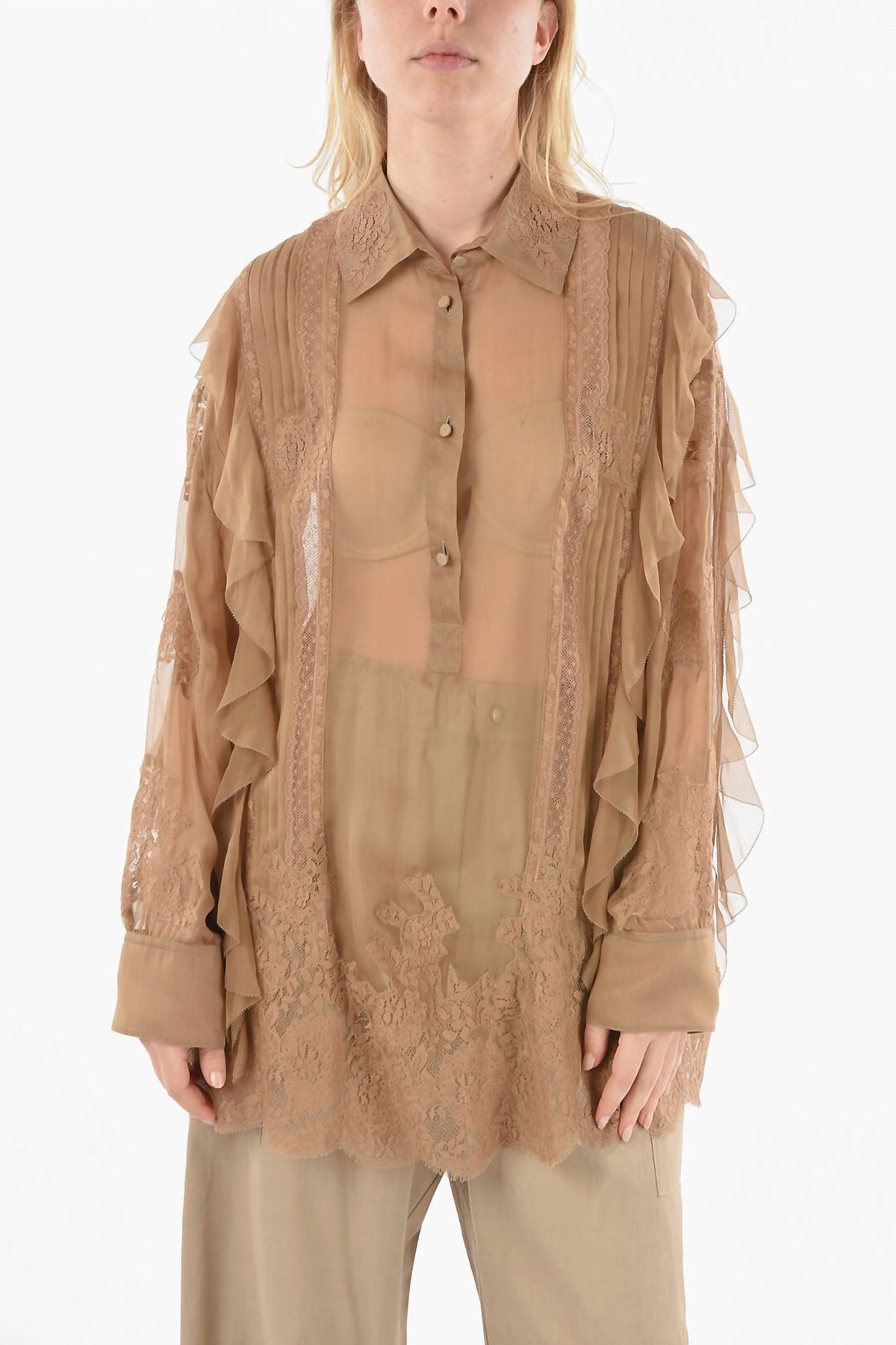Valentino - Silk Layered Embroidered Shirt