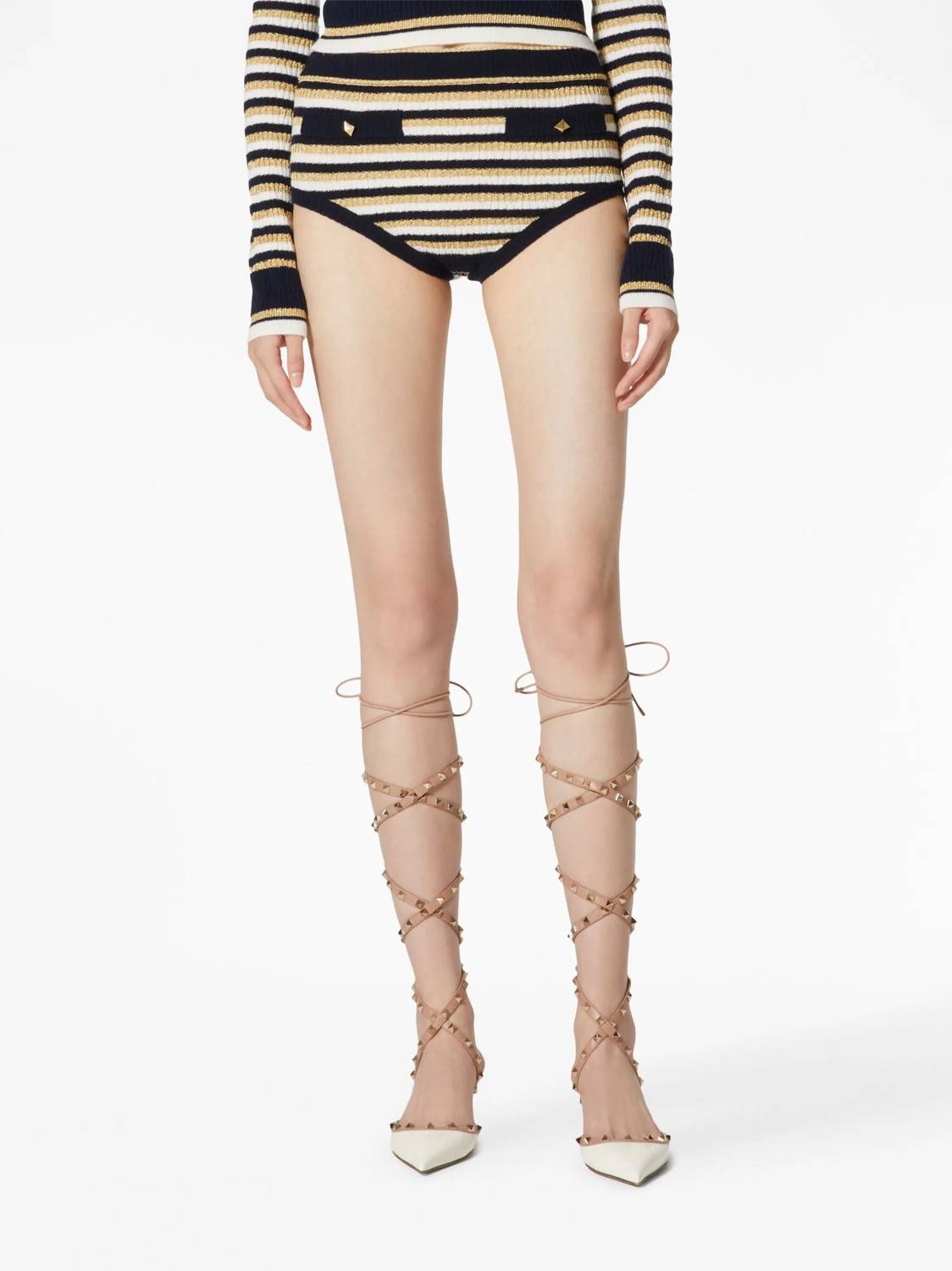 Valentino - Striped Lurex Mini Shorts