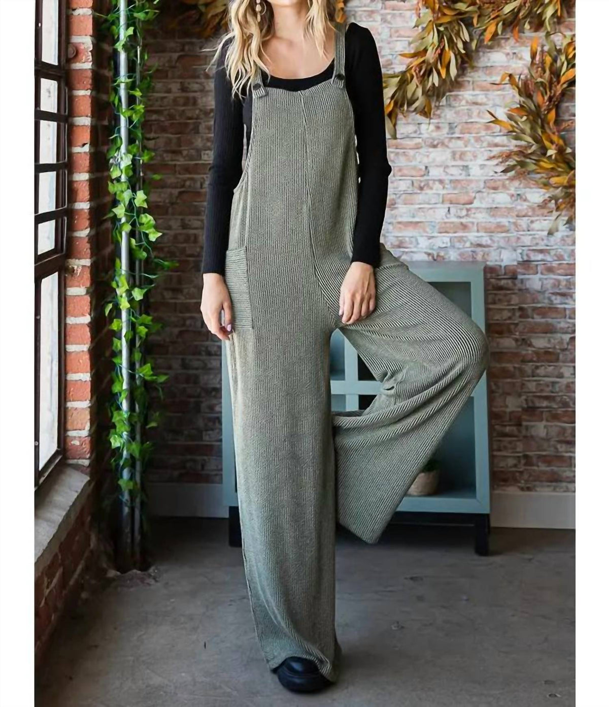 Vanilla Monkey - Solid Rib Overall Jumpsuit