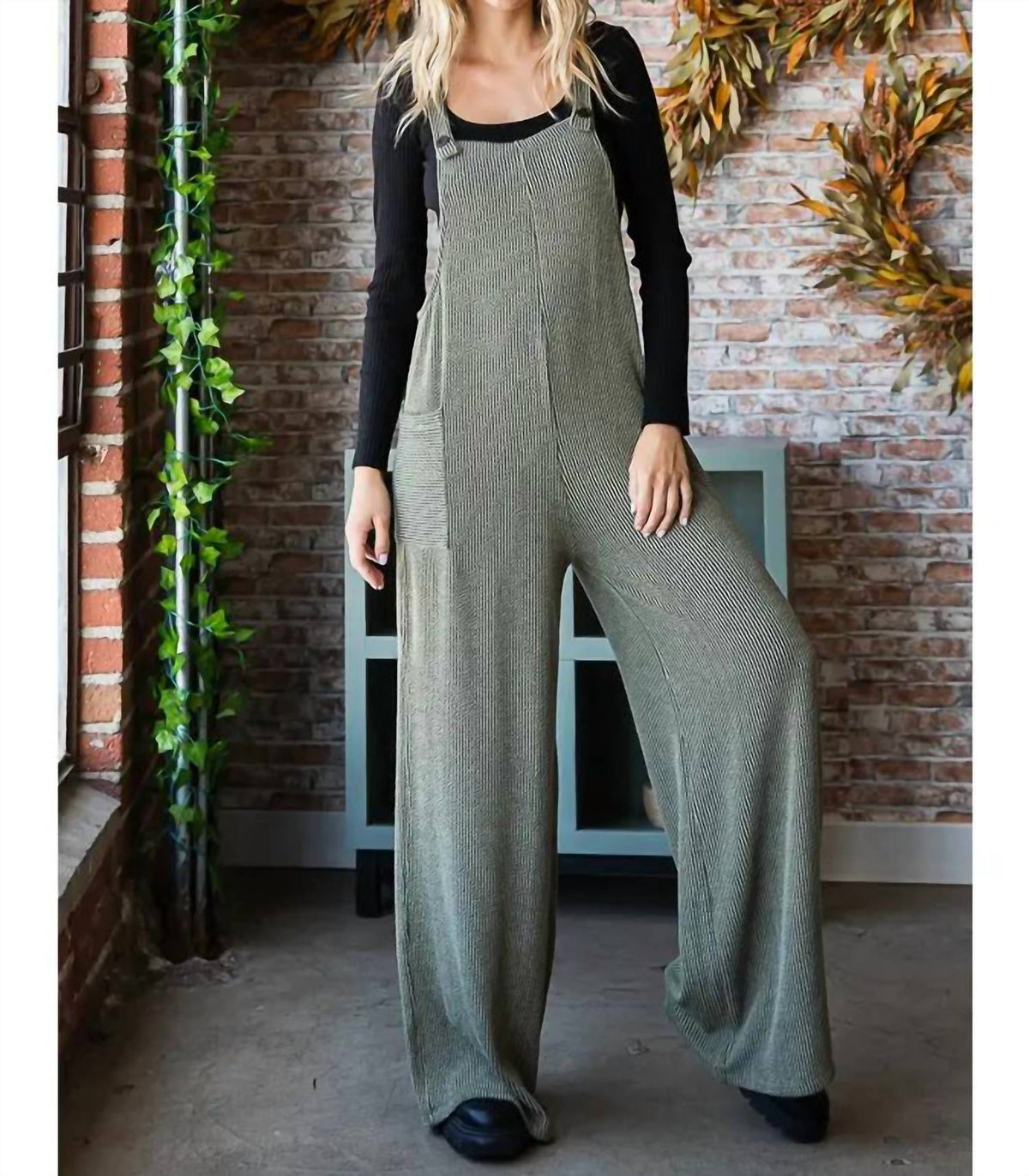 Vanilla Monkey - Solid Rib Overall Jumpsuit