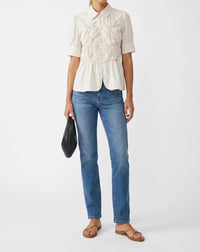 Vava - Women's Ruched Front Button-up Blouse