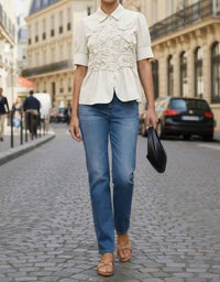 Vava - Women's Ruched Front Button-up Blouse