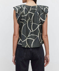 Velvet By Graham & Spencer - Camille Printed Silk Cotton Voile Top - blouses - clothing - cotton - blend