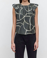 Velvet By Graham & Spencer - Camille Printed Silk Cotton Voile Top - blouses - clothing - cotton - blend