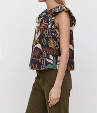 Velvet By Graham & Spencer - Camille Printed Silk Cotton Voile Top - blouses - brown - clothing