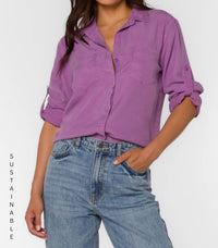 Velvet Heart - Riley Bloom Shirt - button - down - shirts - clothing - purple