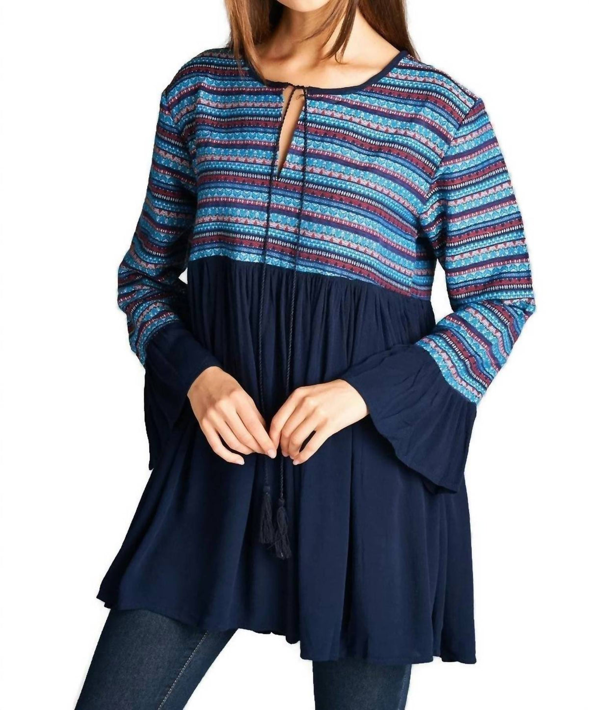 Velzera - Tapestry Geometric Mini Dress - Plus