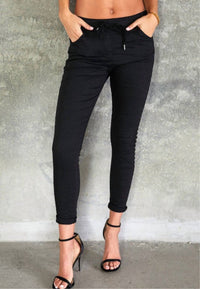 Venti6 - Star Studded Crinkle Jogger - black - clothing - joggers