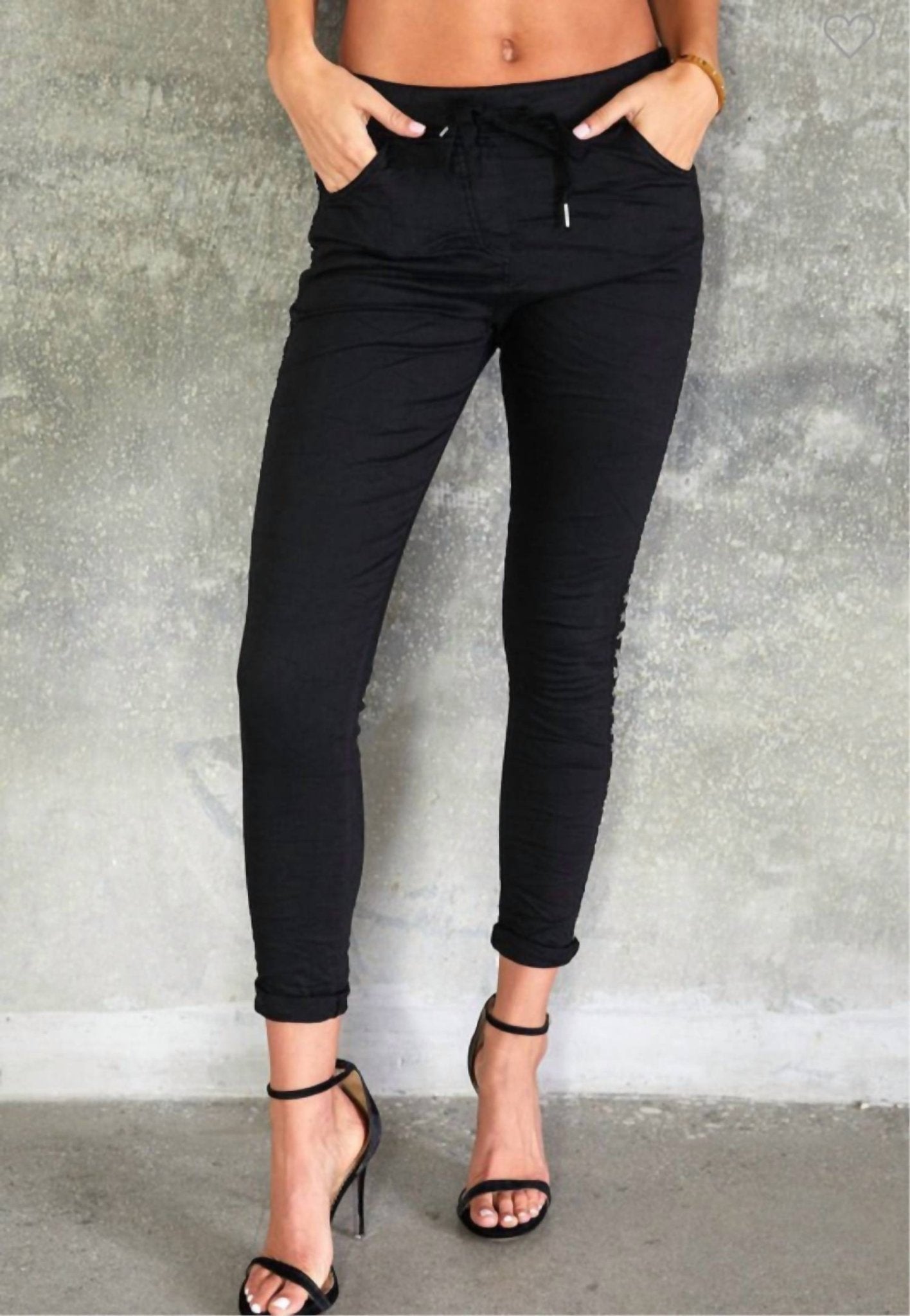 Venti6 - Star Studded Crinkle Jogger - black - clothing - joggers