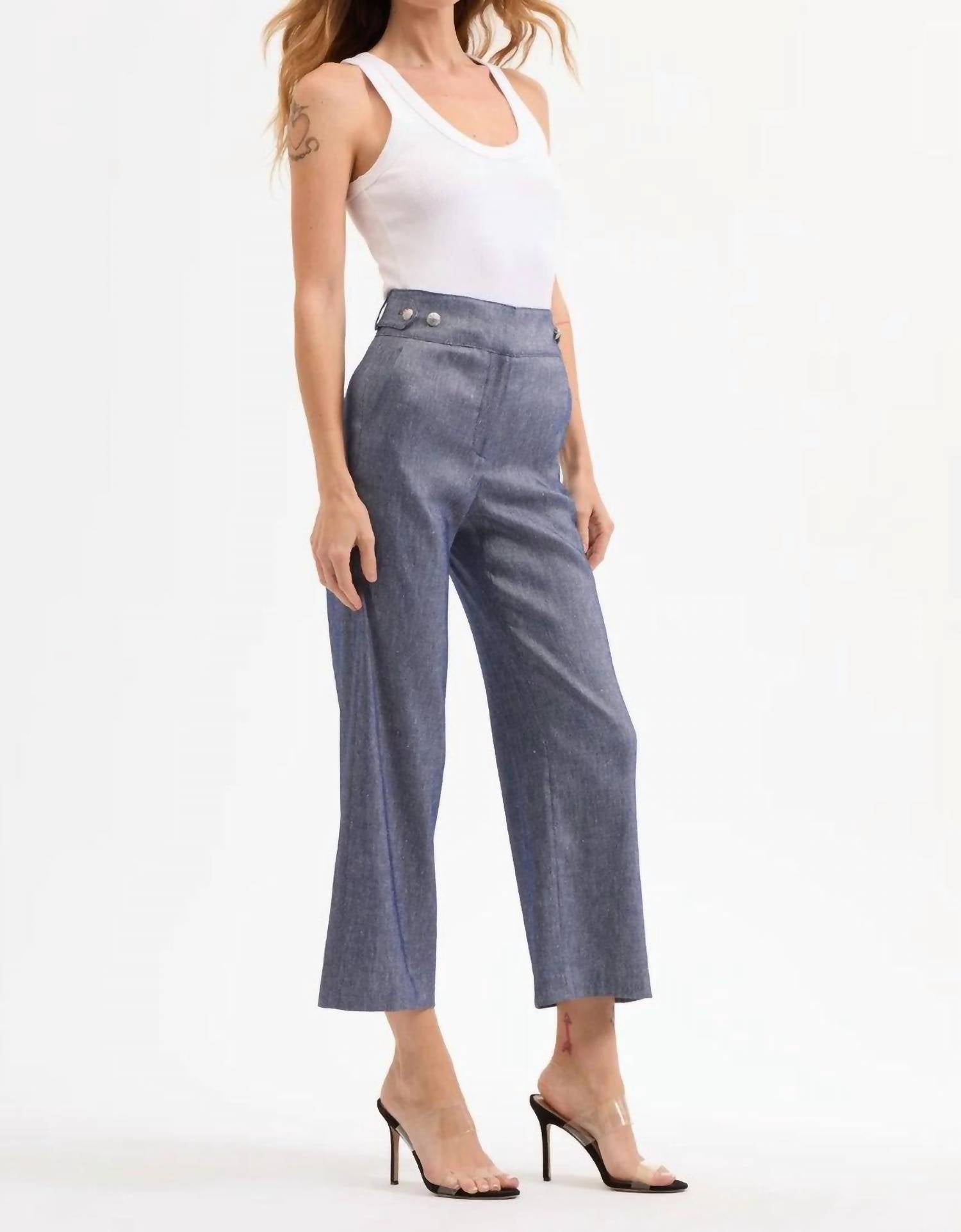 Veronica Beard - Aubrie Pant - blue - clothing - linen - blend