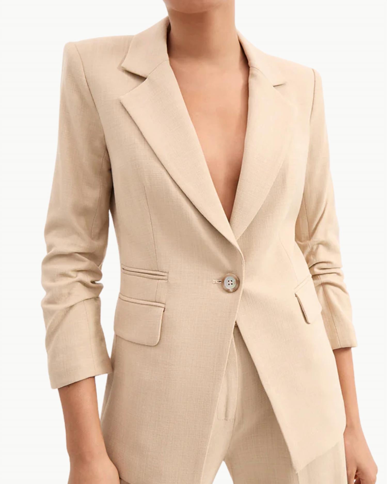Veronica Beard - Battista Dickey Blazer Jacket - beige - blazers - clothing