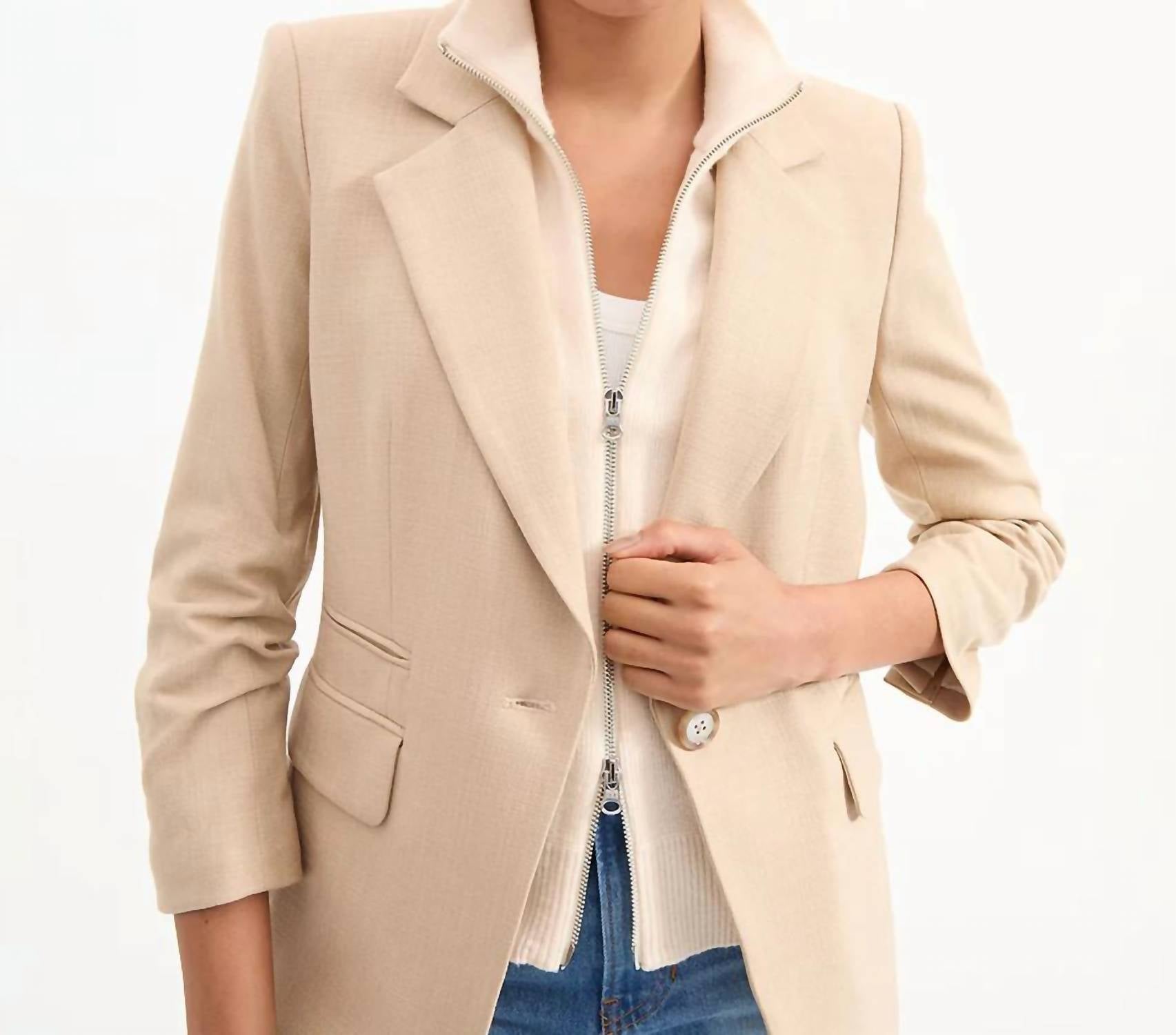 Veronica Beard - Battista Dickey Blazer Jacket - beige - blazers - clothing
