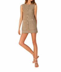 Veronica Beard - Button Front Mini Dress - brown - clothing - dresses