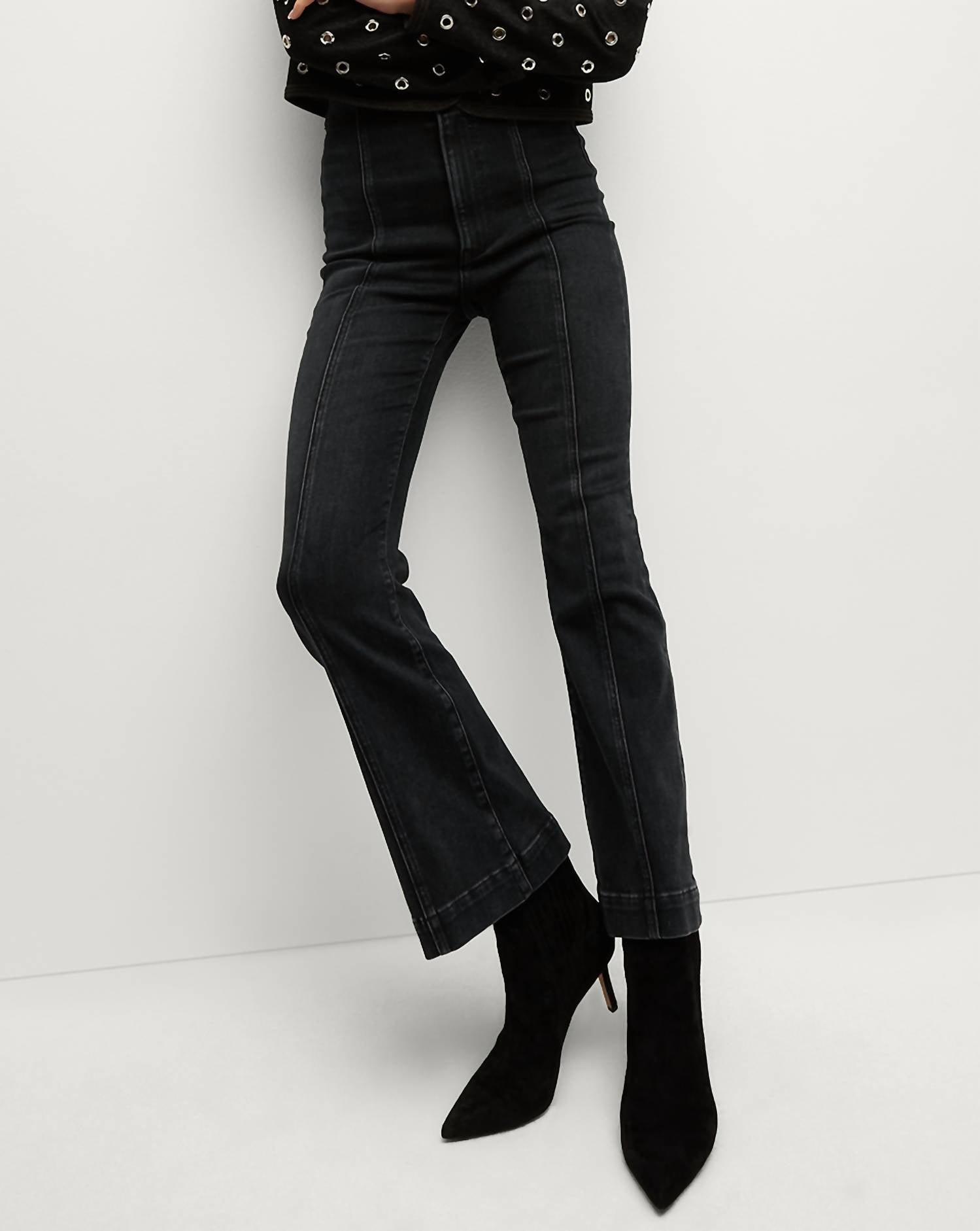 Veronica Beard - Carson Ankle Flare Jeans - black - clothing - cotton - blend