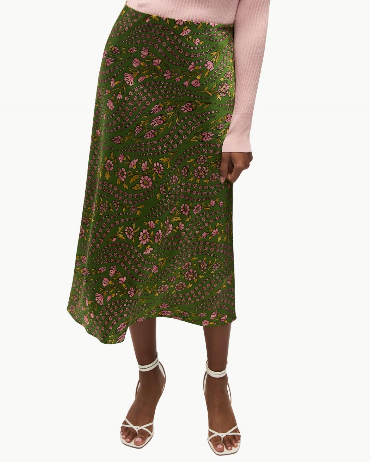 Veronica Beard - Clover Skirt - clothing - floral - green