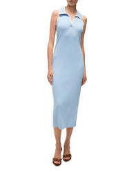 Veronica Beard - Darien Polo Collar Midi Dress - blue - clothing - cotton - blend