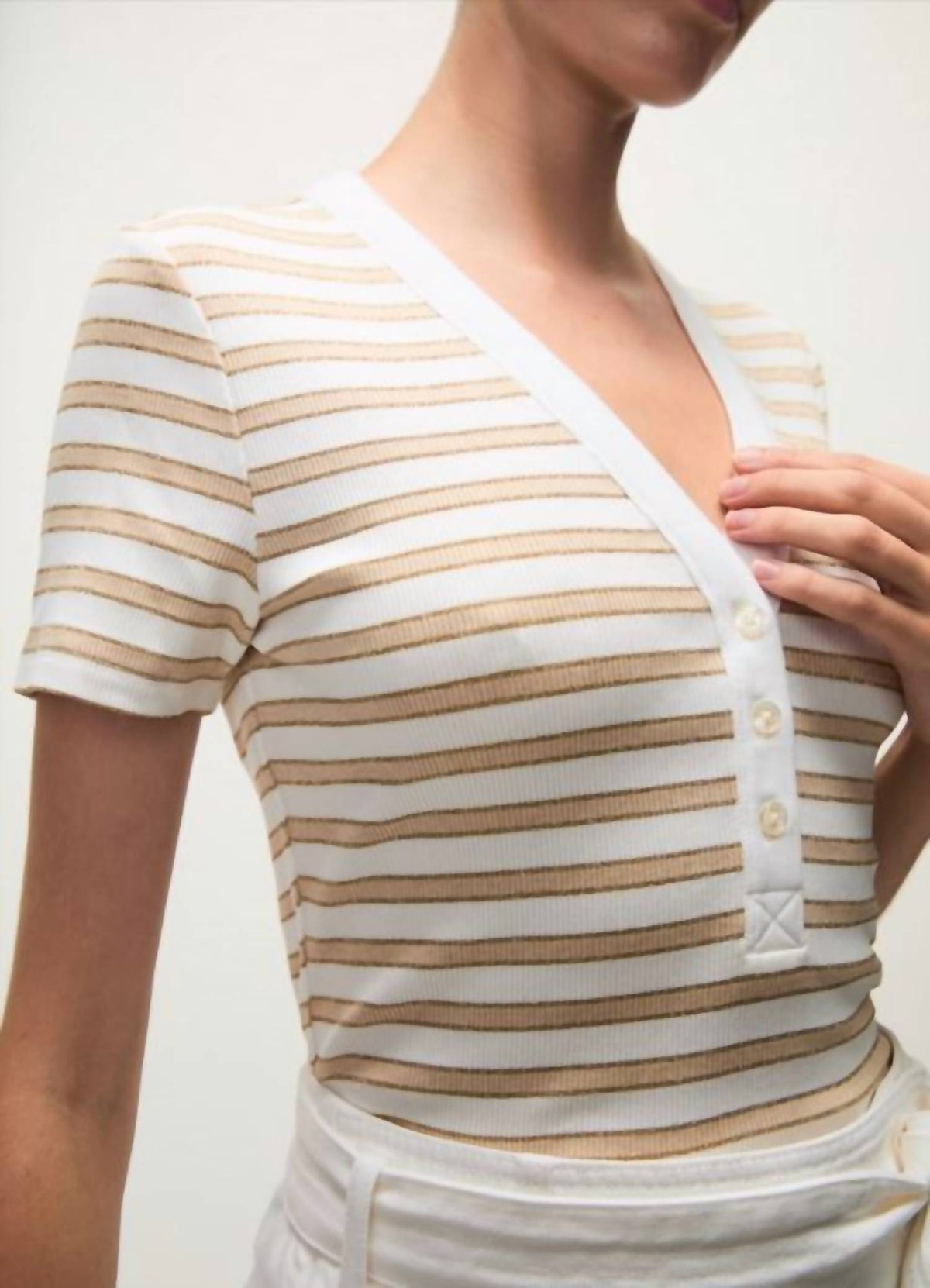 Veronica Beard - Dekalb Ribbed Henley T-shirt
