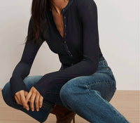 Veronica Beard - Drexler Ribbed Henley Top