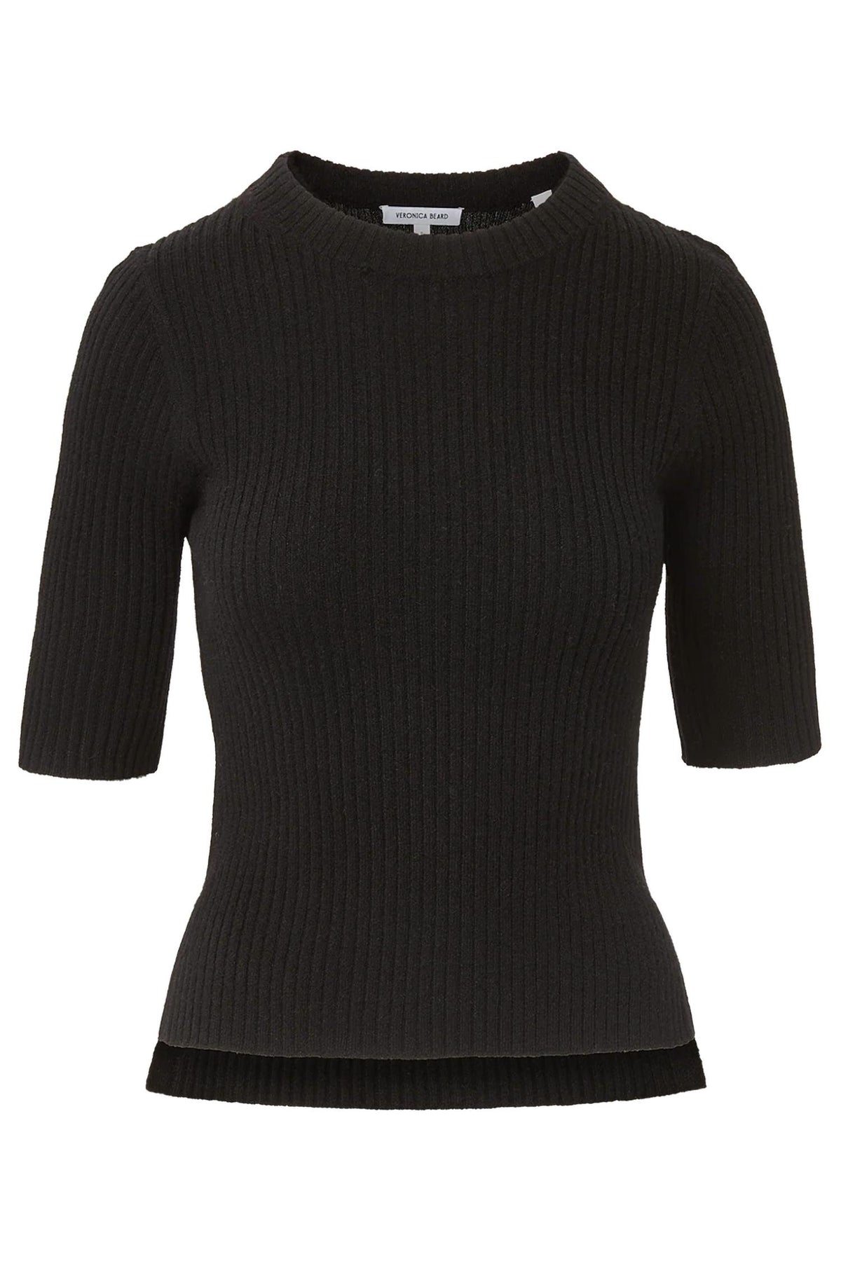 Veronica Beard - Emil Cashmere Ribbed Half-sleeve Pullover Sweater