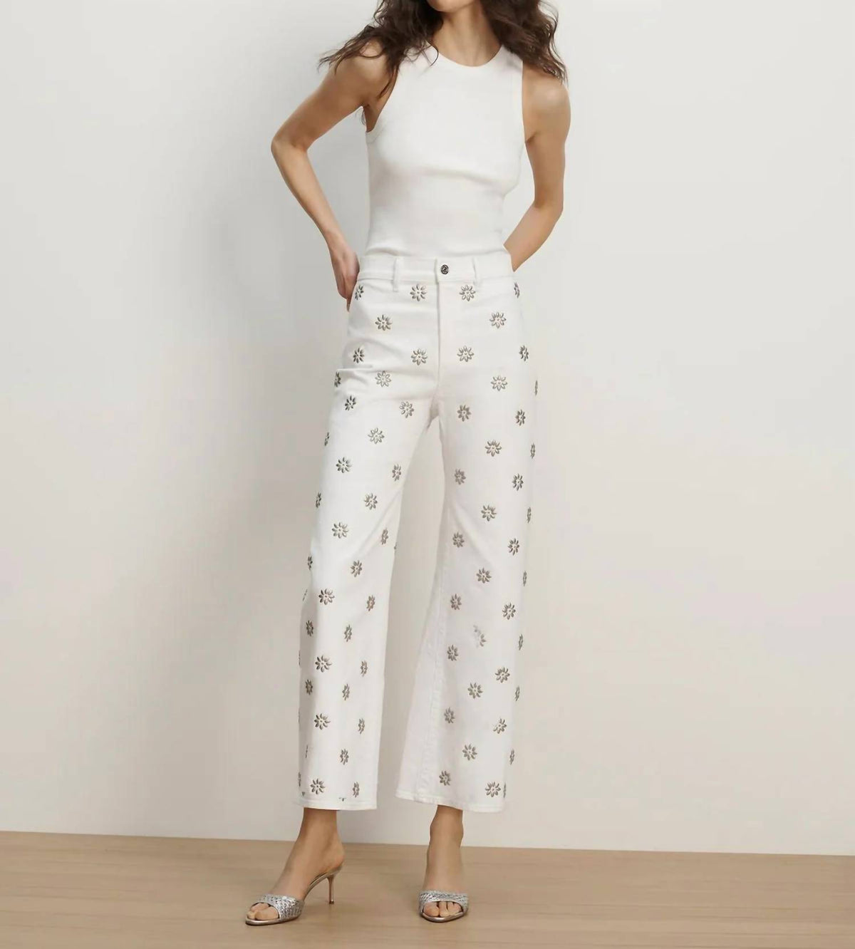 Veronica Beard - Grant Studded Wide Leg Jeans