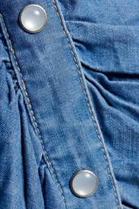 Veronica Beard - Hensley Ruched Mini Shirt Denim Dress