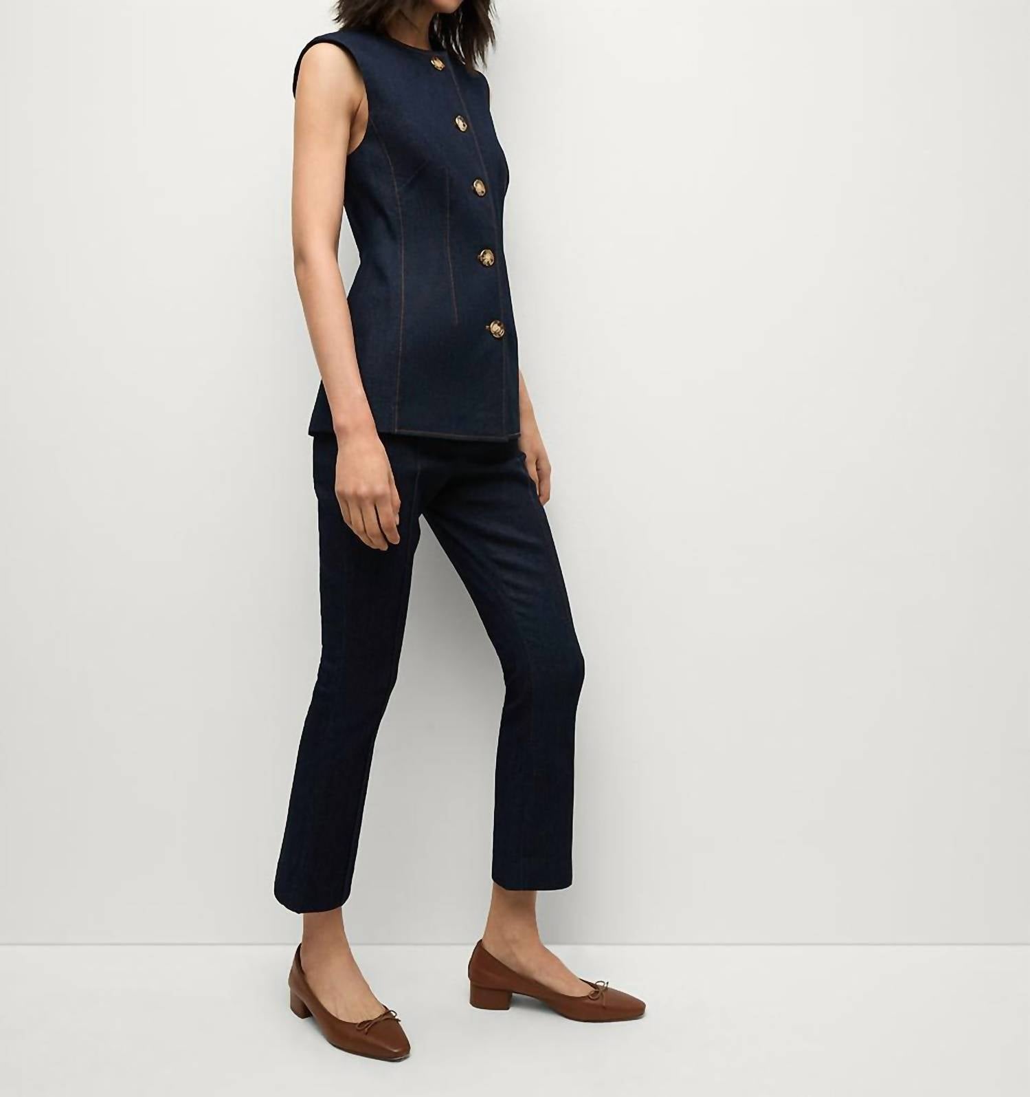 Veronica Beard - Jessup Vest - blue - clothing - cotton - blend