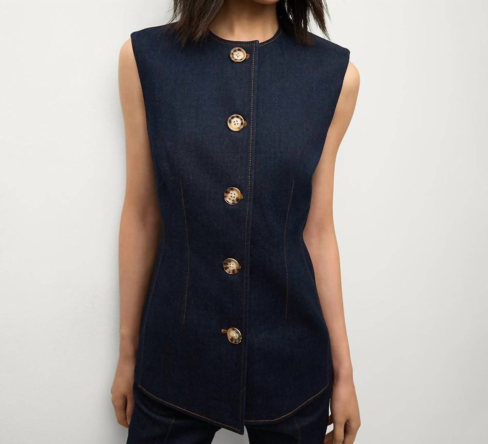Veronica Beard - Jessup Vest - blue - clothing - cotton - blend