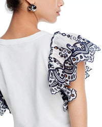 Veronica Beard - Julianka Flutter Sleeve Top - blouses - clothing - cotton