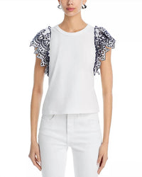 Veronica Beard - Julianka Flutter Sleeve Top - blouses - clothing - cotton