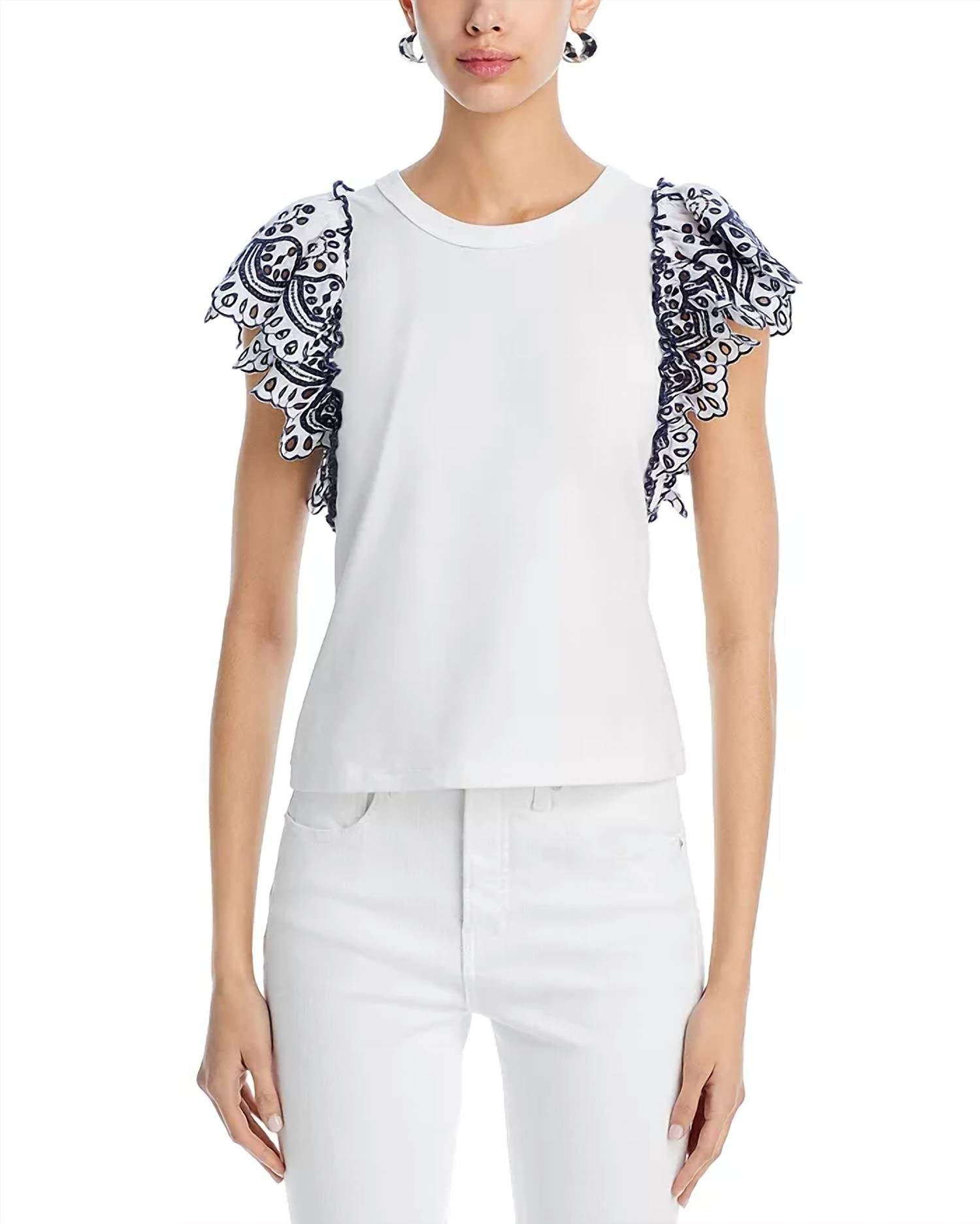 Veronica Beard - Julianka Flutter Sleeve Top - blouses - clothing - cotton
