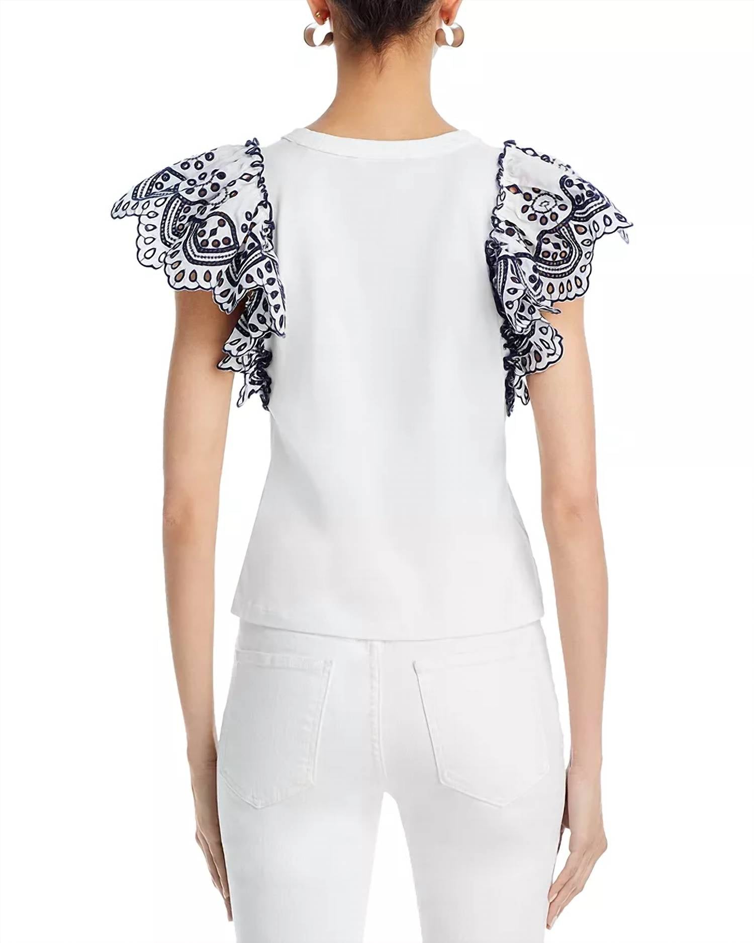 Veronica Beard - Julianka Flutter Sleeve Top - blouses - clothing - cotton