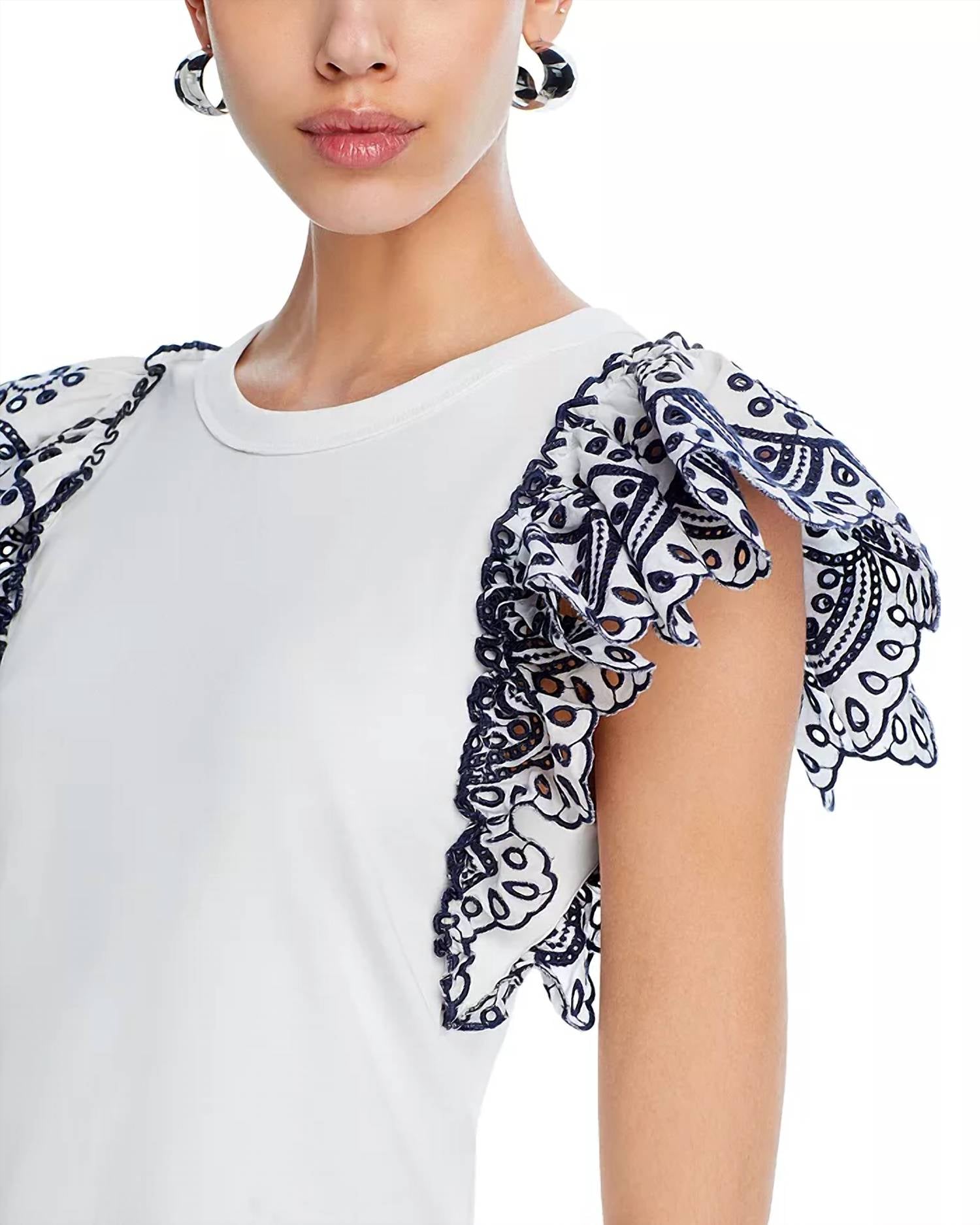 Veronica Beard - Julianka Flutter Sleeve Top - blouses - clothing - cotton