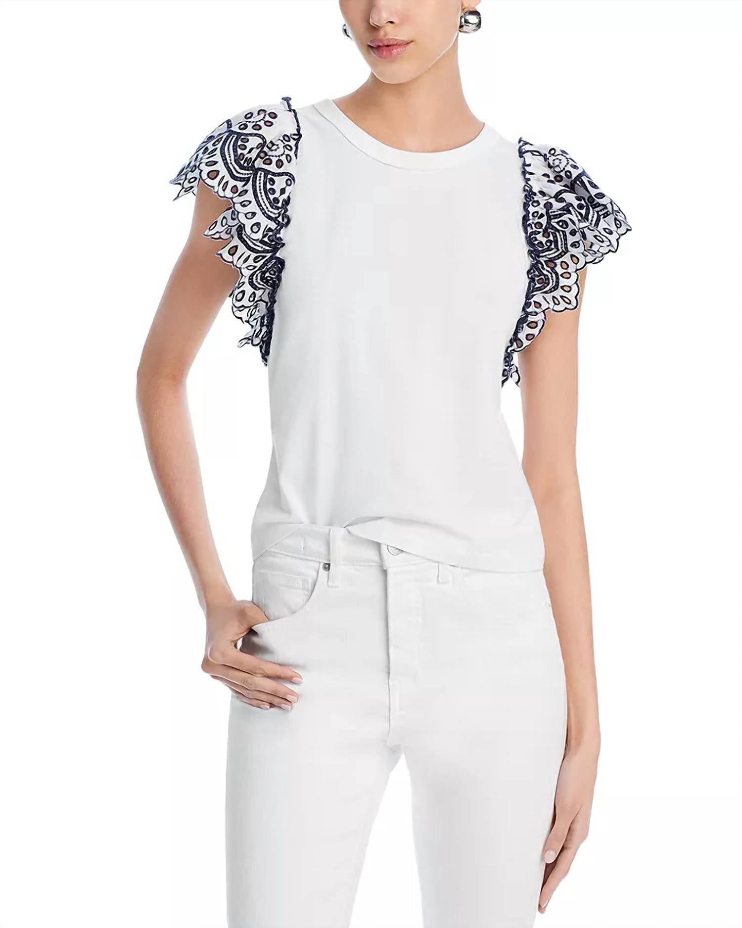 Veronica Beard - Julianka Flutter Sleeve Top - blouses - clothing - cotton