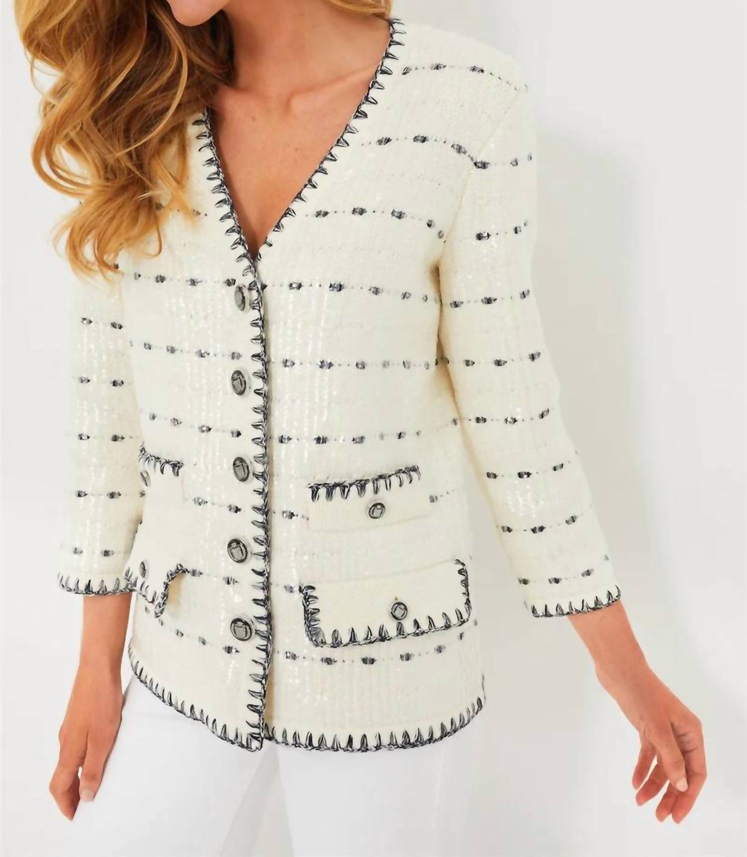 Veronica Beard - KNIT JACKET WITH SEQUIN - blazers - clothing - jackets