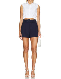 Veronica Beard - Piper Short - blue - clothing - high - waist
