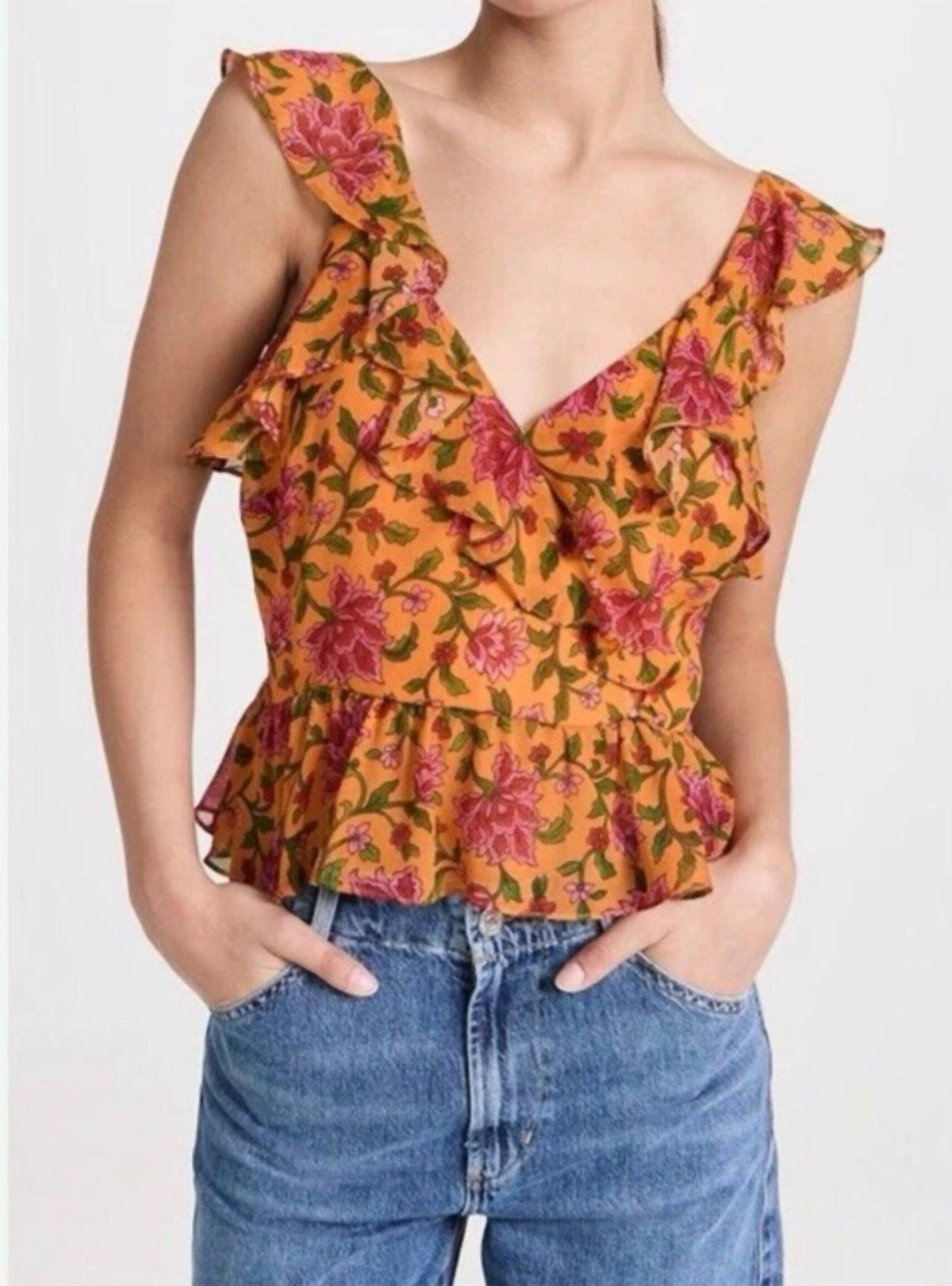Veronica Beard - Randa Ruffle Floral Silk Top