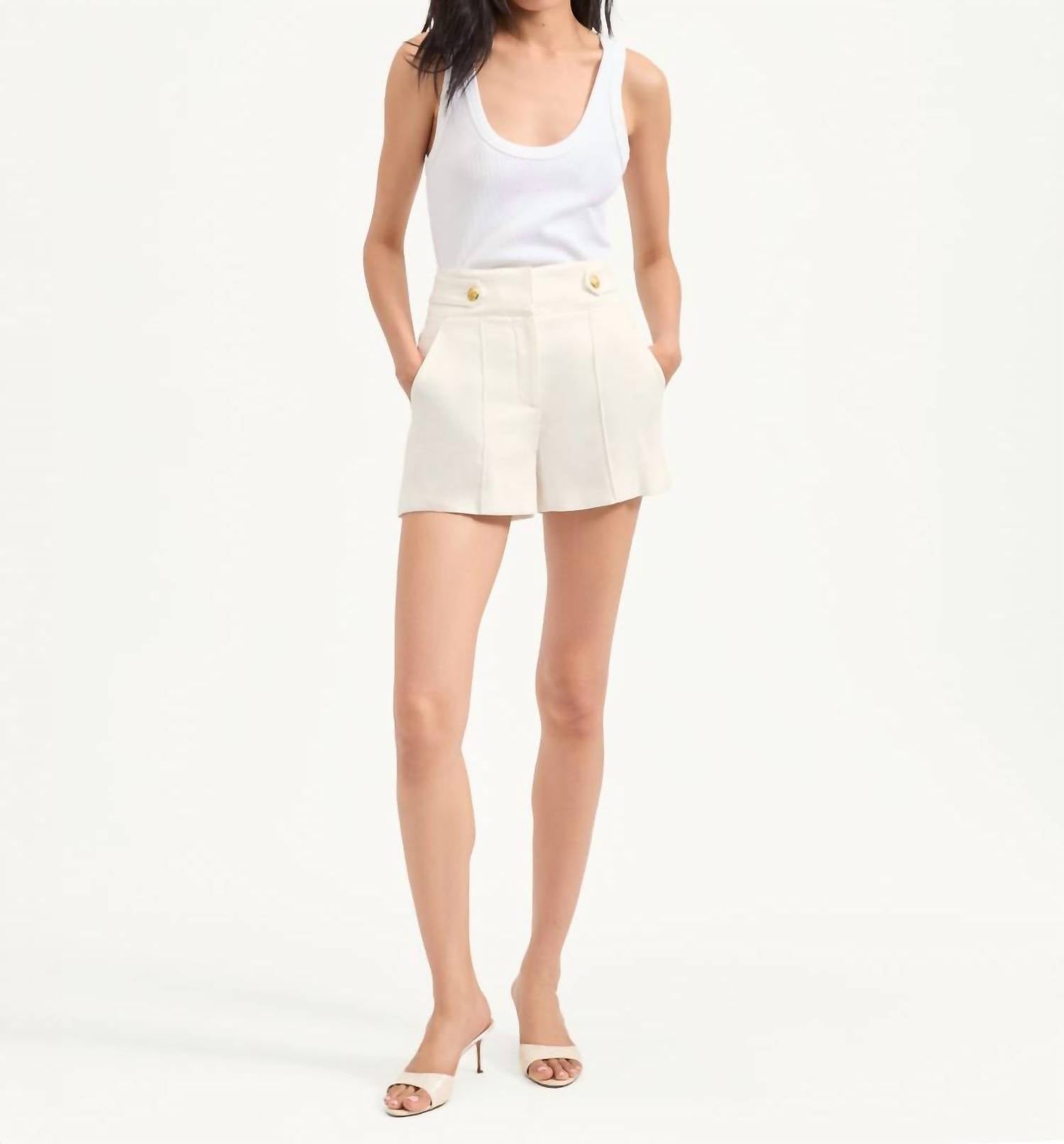 Veronica Beard - Runo Linen Short - clothing - high - waist - linen - blend