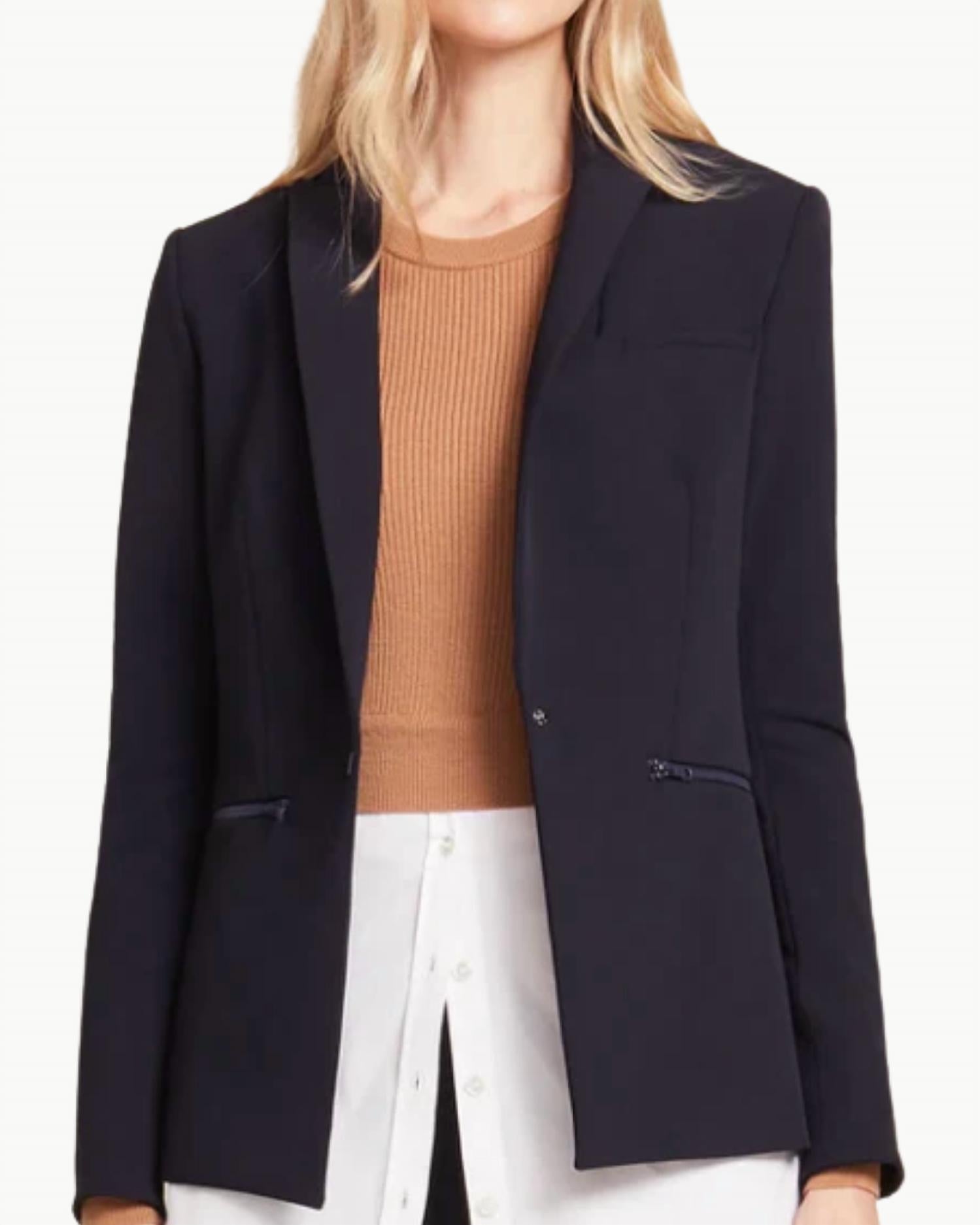 Veronica Beard - Scuba Button Jacket - blue - casual - jacket - clothing