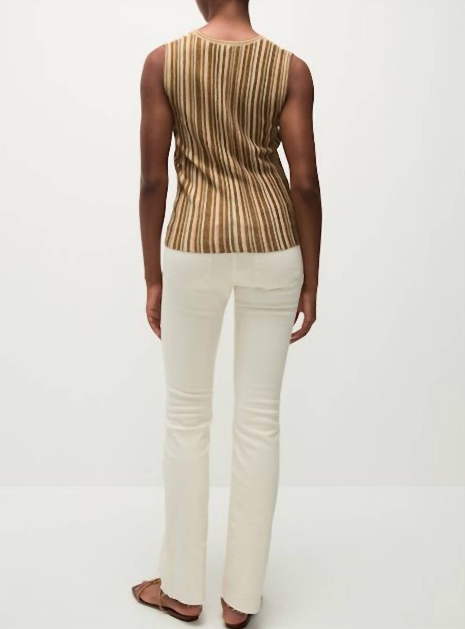 Veronica Beard - Sid Sleeveless Pullover - brown - clothing - stripe