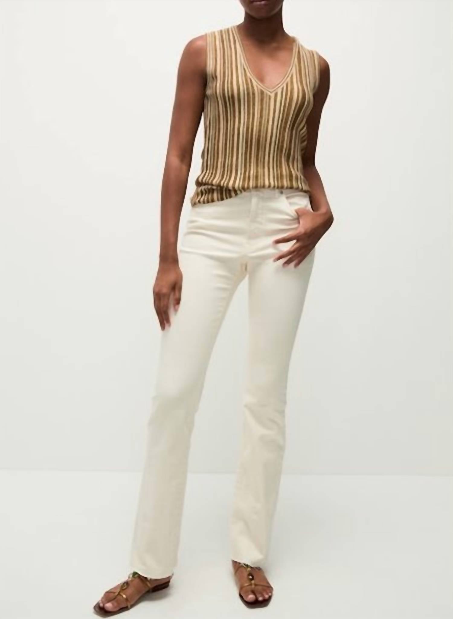 Veronica Beard - Sid Sleeveless Pullover - brown - clothing - stripe