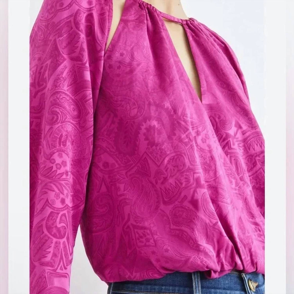 Veronica Beard - Sionne Paisley Puff Sleeve Silk Blend Top