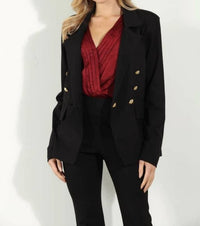 Double Breasted Blazer with Gold Buttons