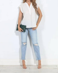 Veronica M - Woven Dolman Tee